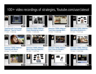 100+ video recordings of strategies, Youtube.com/user/atesol
 