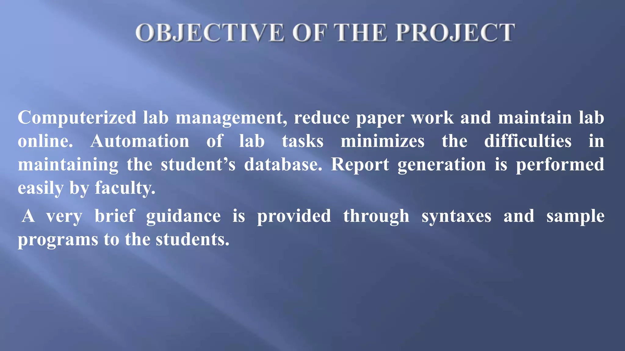 Online computer lab management system | PPTX