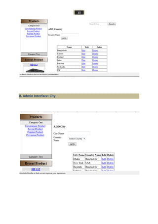 15
8. Admin Interface: City
 