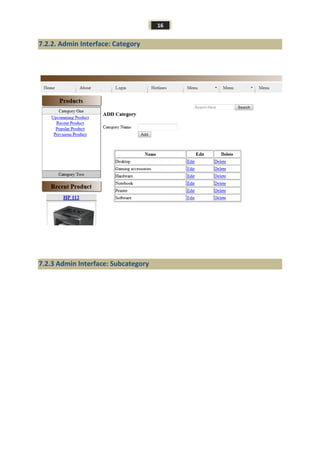 16
7.2.2. Admin Interface: Category
7.2.3 Admin Interface: Subcategory
 
