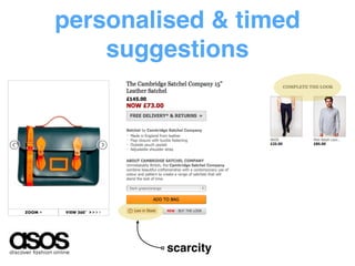 personalised & timed 
suggestions 
scarcity 
 