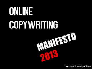 Online copywriting manifesto 2013 international