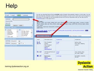 Help training.dyslexiaaction.org.uk 