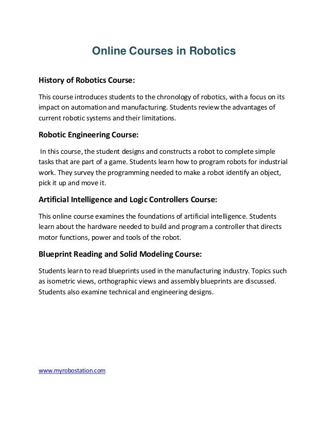 online robotics course