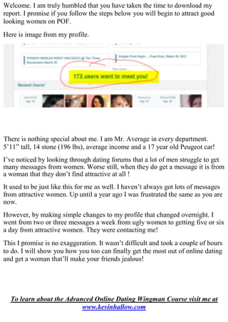 Online Dating Wingman Basic  Report