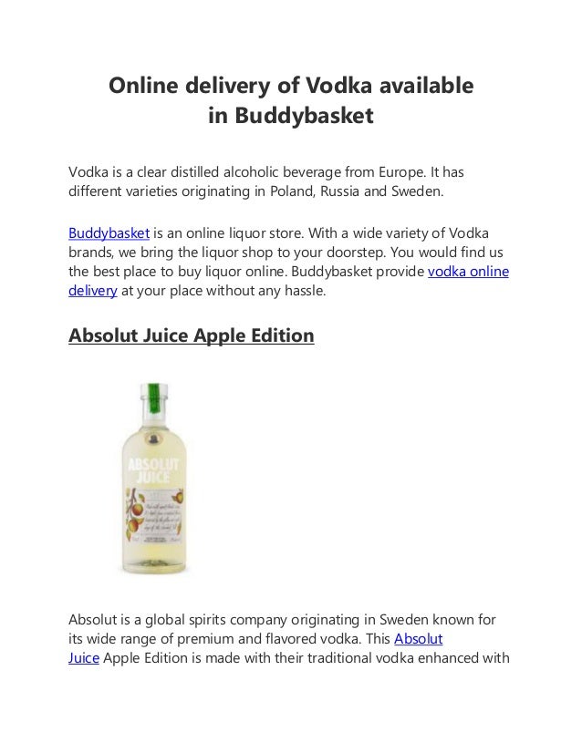 Online delivery of vodka available in buddybasket