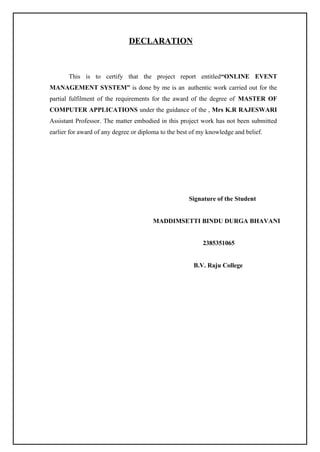 Declaration Of Computer Project online evening managemendddt using python | DOCX