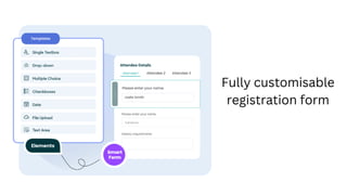 Fully customisable
registration form
 