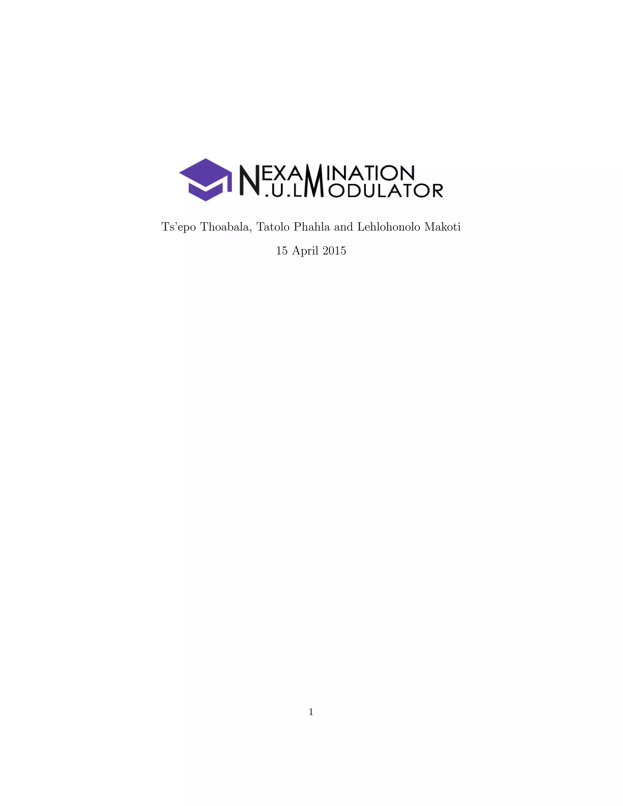 Ts’epo Thoabala, Tatolo Phahla and Lehlohonolo Makoti
15 April 2015
1
 