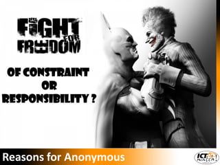 Reasons for Anonymous
Of Constraint
or
Responsibility ?
