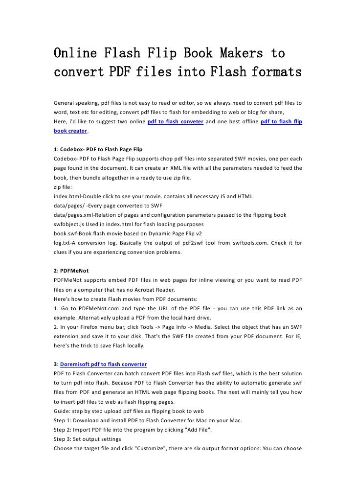 online flash flip book makers to convert pdf files into flash formats