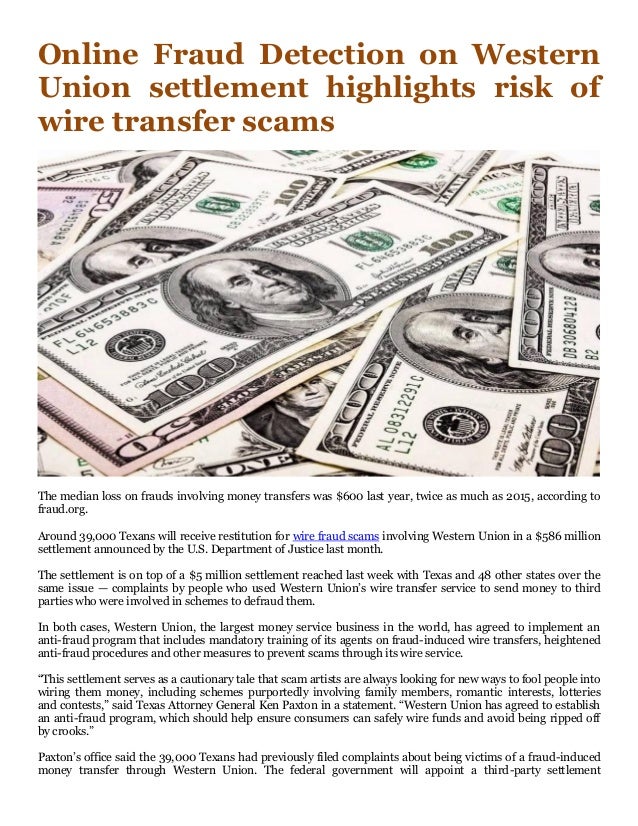 Online Fraud Detection on Western Union 
