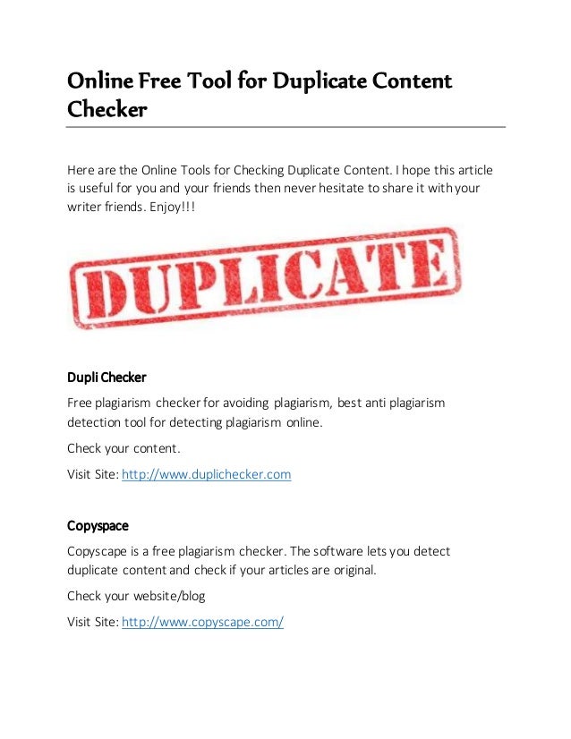 online free tool for duplicate content checker duplicate check style