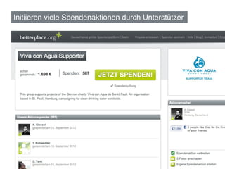 Initiieren viele Spendenaktionen durch Unterstützer!




                                                       101	
  
 