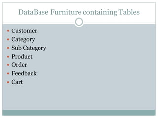 Furniture Store Database Online furniture shopping system | PPTX