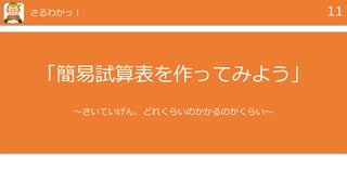 「簡易試算表を作ってみよう」
～さいていげん、どれくらいのかかるのかくらい～
11さるわかっ！
 