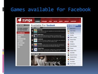 Games available for Facebook
 