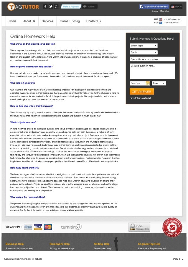 Online tutoring and homework help