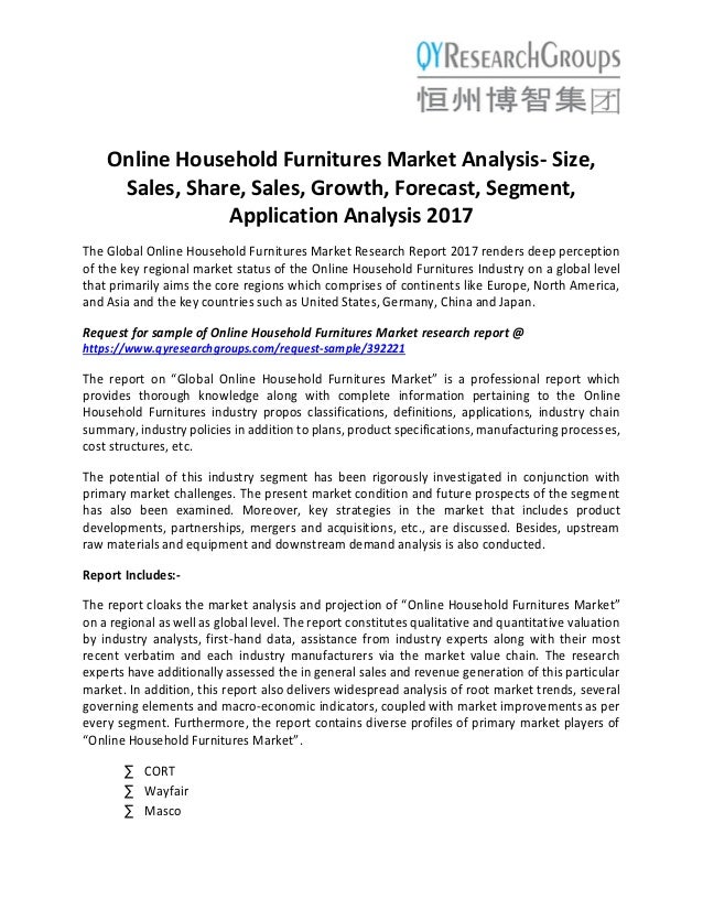 Online Household Furnitures Market analysis size, sales, share, sale…