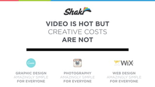 VIDEO IS HOT BUT
CREATIVE COSTS
ARE NOT
GRAPHIC DESIGN
AMAZINGLY SIMPLE
FOR EVERYONE
PHOTOGRAPHY
AMAZINGLY SIMPLE
FOR EVERYONE
WEB DESIGN
AMAZINGLY SIMPLE
FOR EVERYONE
 
