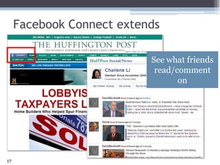 Facebook Connect extends17See what friends read/comment on