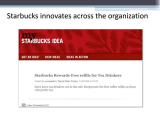 Starbucks innovates across the organization