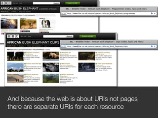 And because the web is about URIs not pages
there are separate URIs for each resource
 