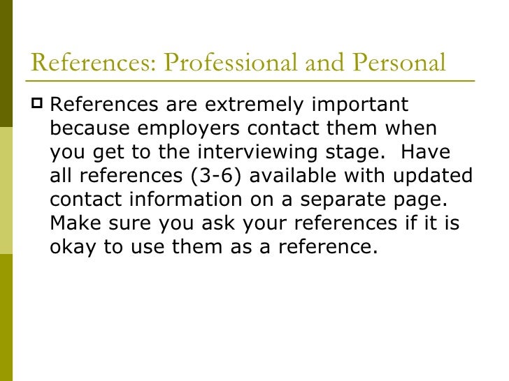 personal references job application