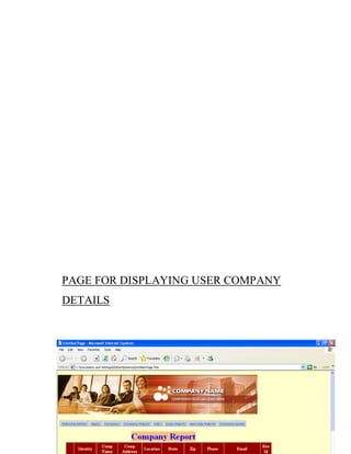 41
PAGE FOR DISPLAYING USER COMPANY
DETAILS
 