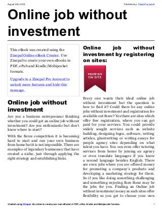 Online job without investment