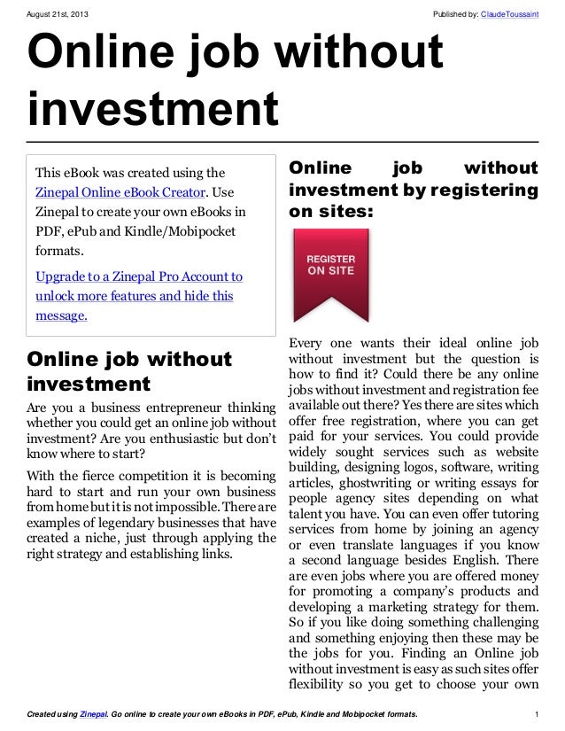 Online job without investment