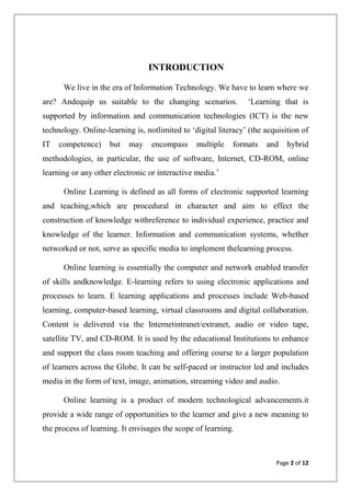 Online learning assignment | PDF