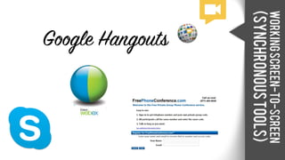 WorkingScreen-to-Screen
(SynchronousTools)
Google Hangouts
 
