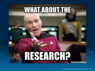 Online Learning Overview. Rob Darrow. Oct. 2016.
What about the research?
 