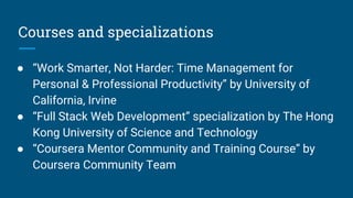Course Specialization Online learning platforms | PDF