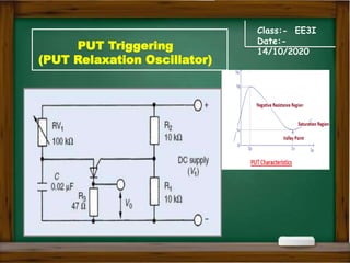 Class:- EE3I
Date:-
14/10/2020
PUT Triggering
(PUT Relaxation Oscillator)
 