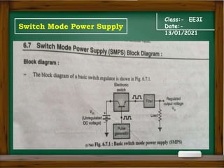Class:- EE3I
Date:-
13/01/2021
Switch Mode Power Supply
 