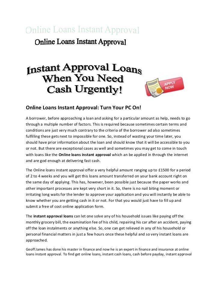 Online Loans Instant Approval: Turn Your PC On!