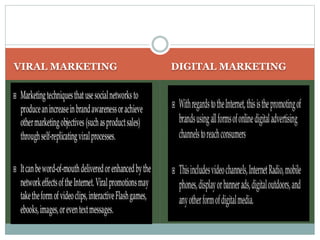 VIRAL MARKETING DIGITAL MARKETING
 