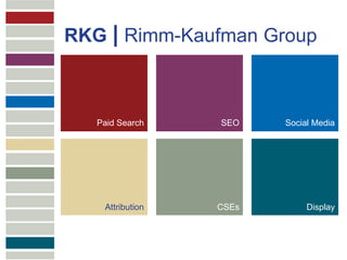 RKG | Rimm-Kaufman Group



                  Paid Search    SEO    Social Media
MULTICHANNEL
ATTRIBUTION




                   Attribution   CSEs        Display
 