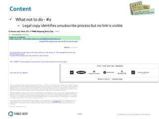 Content What not to do - #2 Legal copy identifies unsubscribe process but no link is visible 