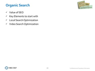 Organic Search Value of SEO Key Elements to start with Local Search Optimization Video Search Optimization 