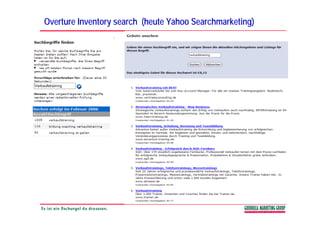 Overture Inventory search (heute Yahoo Searchmarketing)
 