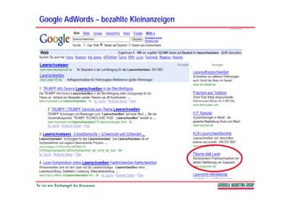 Google AdWords – bezahlte Kleinanzeigen
 
