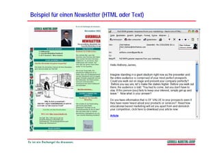 Beispiel für einen Newsletter (HTML oder Text)
 