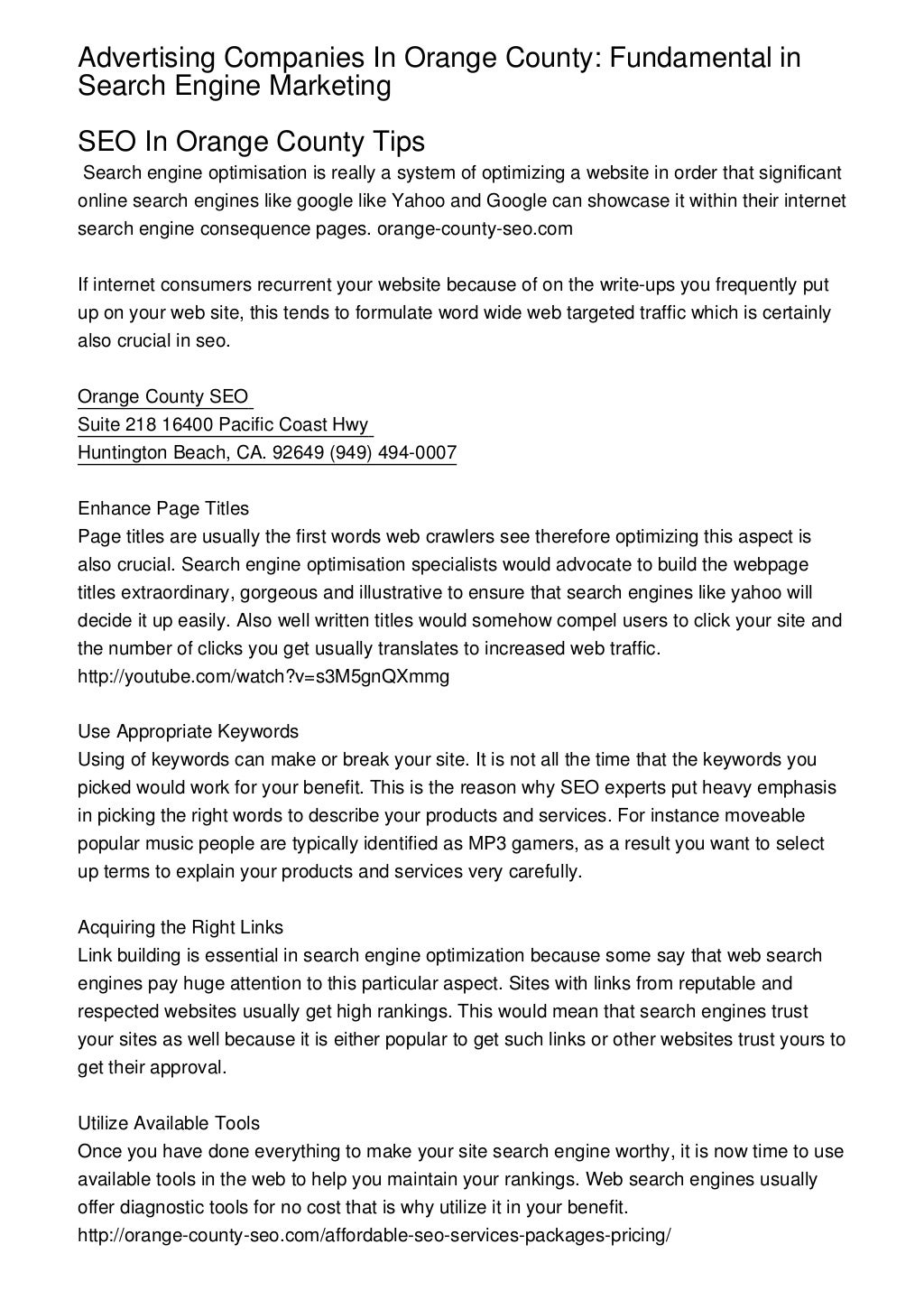 Advertising Companies In Orange County Fundamental In Search Engine