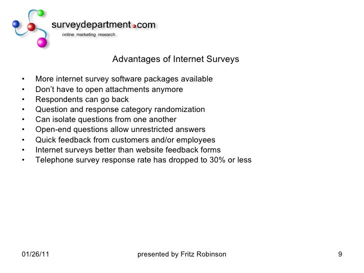 Online Marketing Research 2011 - advantages of internet surveys
