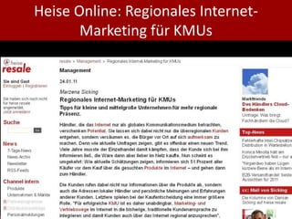 Heise Online: Regionales Internet-
       Marketing für KMUs




                         © 2011 Christian Fürst, cf@media-experten.de
 