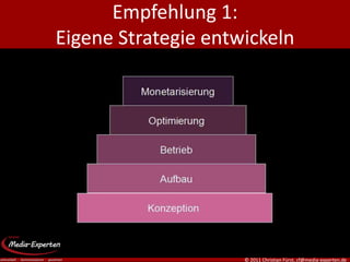 Empfehlung 1:
Eigene Strategie entwickeln




                     © 2011 Christian Fürst, cf@media-experten.de
 