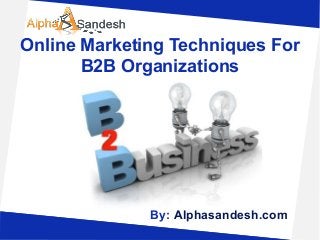 Online Marketing Techniques For
B2B Organizations
By: Alphasandesh.com
 